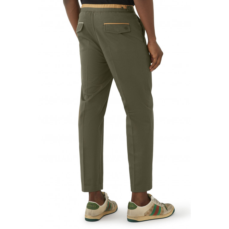 Gucci- Striped Waistband Pants Green