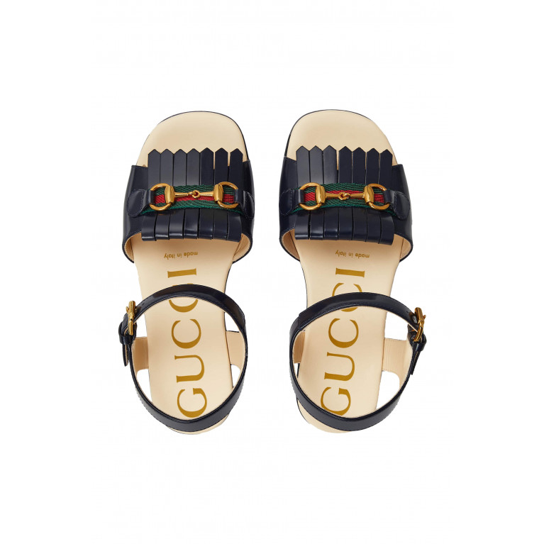 Gucci- Kids Horsebit Leather Sandals Black