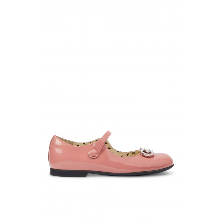 Gucci- Kids Crystal-Embellished Mary Jane Ballet Flats Pink