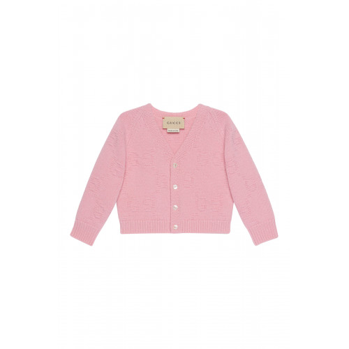 Gucci- Baby GG Felted Wool Cardigan Pink