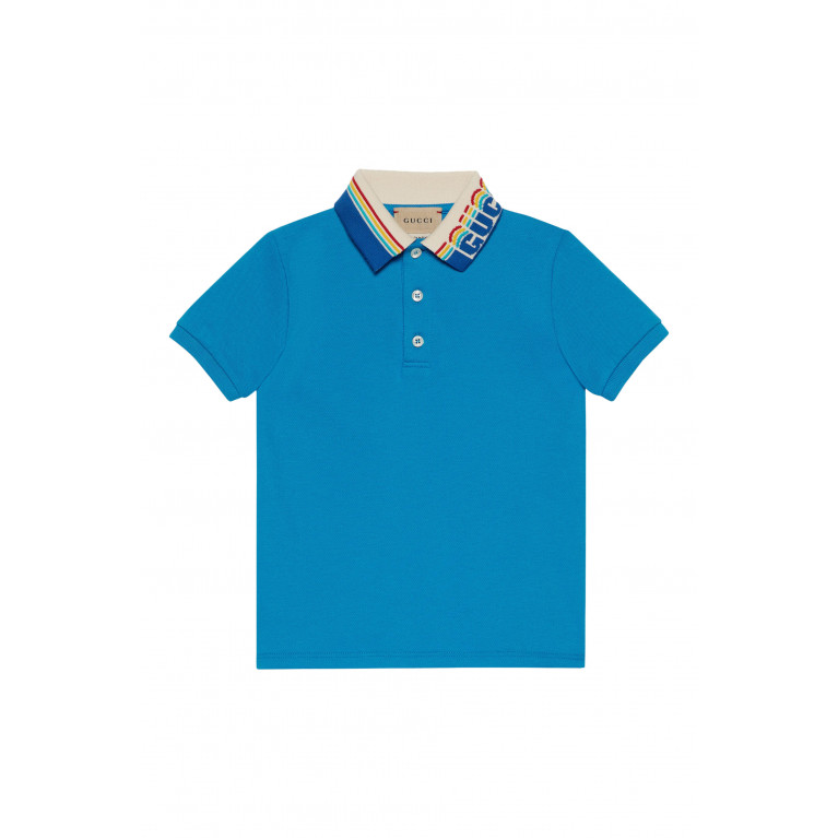 Gucci- Kids Cotton Polo Shirt Blue