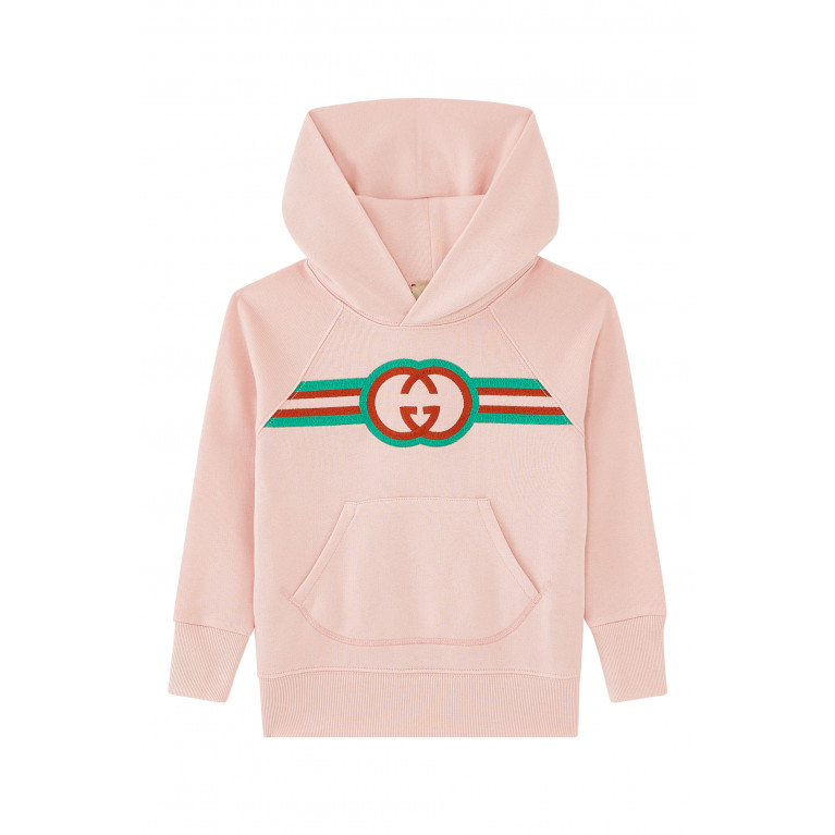Gucci- Kids Logo Embroidered Hoodie Pink