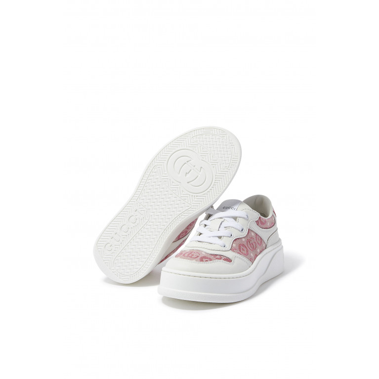 Gucci- Kids Leather Monogram Sneakers White