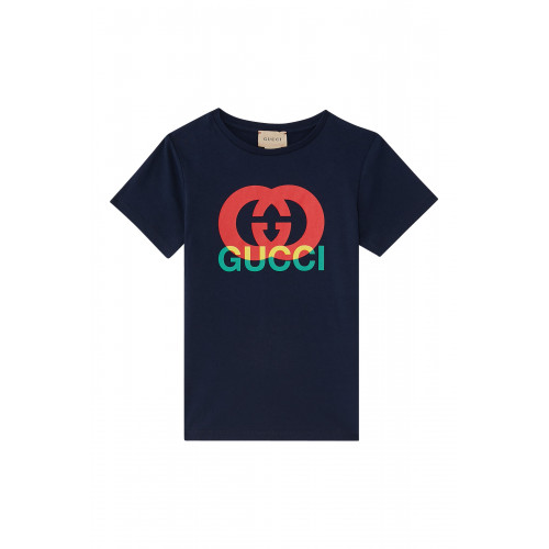 Gucci- Kids Printed GG T-Shirt Blue