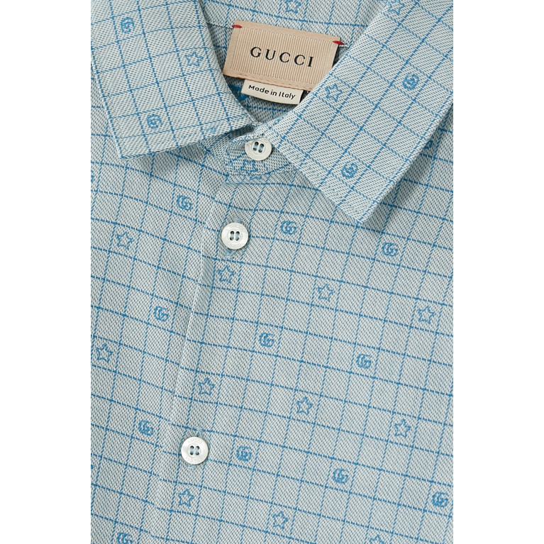 Gucci- Kids Textured Cotton Shirt Blue