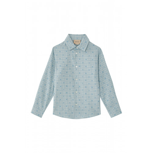 Gucci- Kids Textured Cotton Shirt Blue