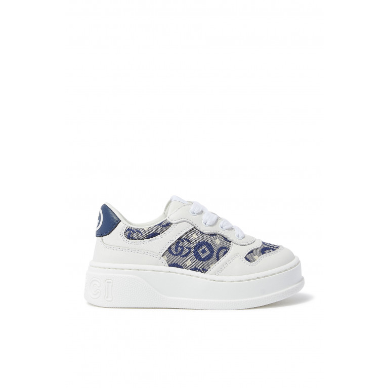 Gucci- Kids Leather Monogram Sneakers White