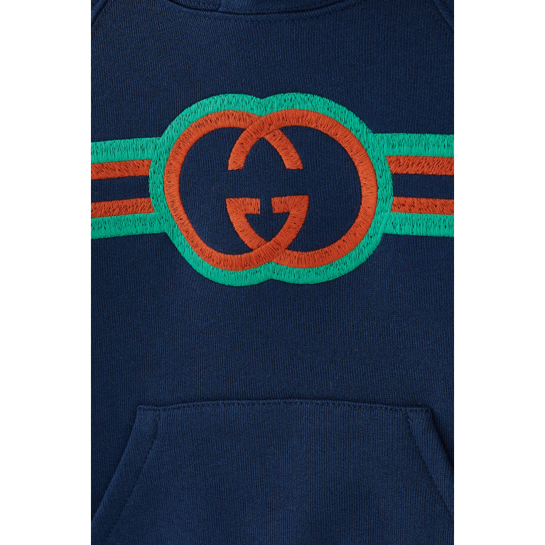 Gucci- Kids Logo Embroidered Hoodie Blue
