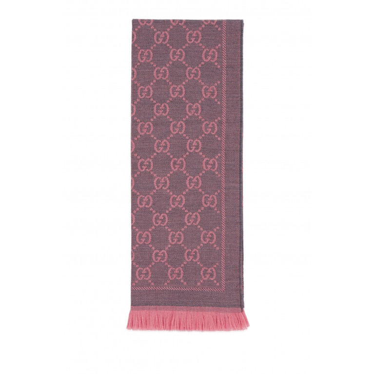 Gucci- GG Jacquard Pattern Knitted Scarf Pink