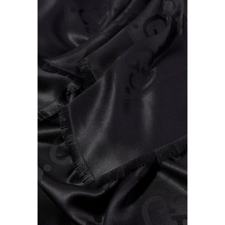 Gucci- GG Jacquard Silk Wool Shawl Black