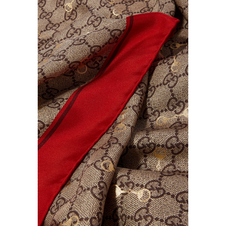 Gucci- GG Print with Horsebit Silk Carré Multi-color