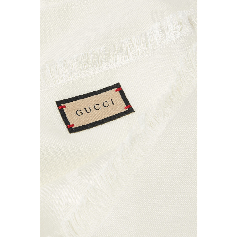 Gucci- GG Jacquard Silk Wool Shawl White