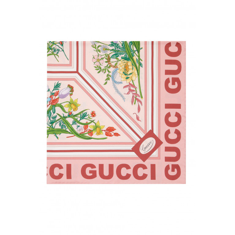 Gucci- Floral Print Scarf Pink