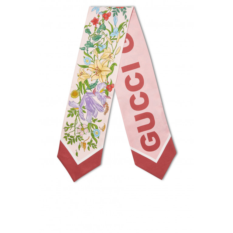 Gucci- Floral Print Neck Bow Pink