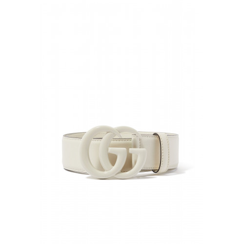 Gucci- GG Marmont Wide Belt White