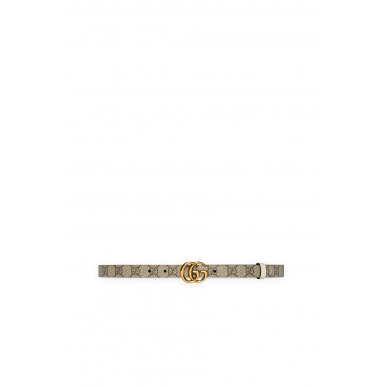 Gucci- GG Marmont Reversible Thin Belt Beige/Ebony/White