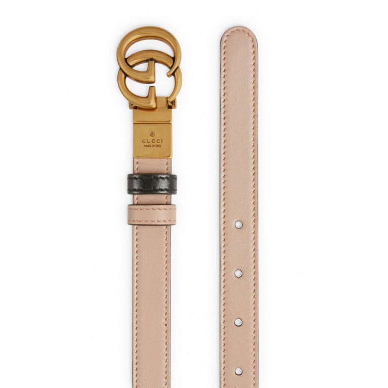 Gucci- GG Marmont Reversible Thin Belt Pink/Black