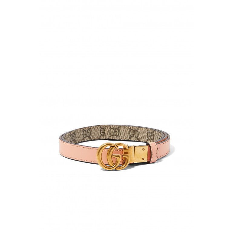 Gucci- GG Marmont Reversible Thin Belt Brown