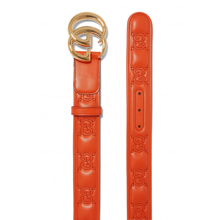 Gucci- GG Marmont Matelassé Wide Belt Orange