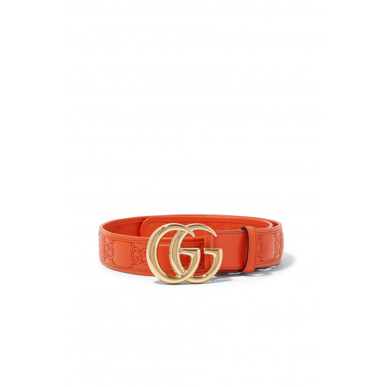 Gucci- GG Marmont Matelassé Wide Belt Orange
