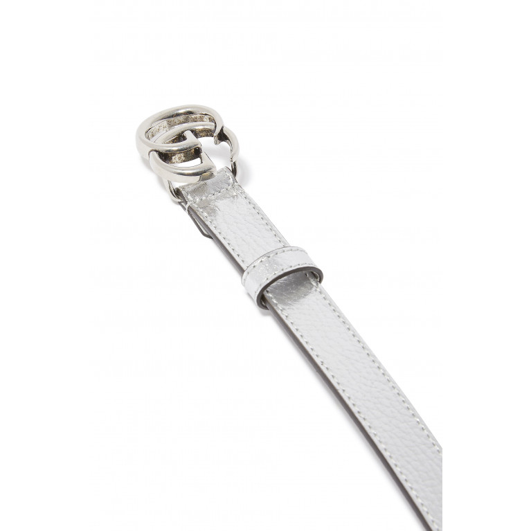 Gucci- GG Marmont Thin Lamé Belt Silver