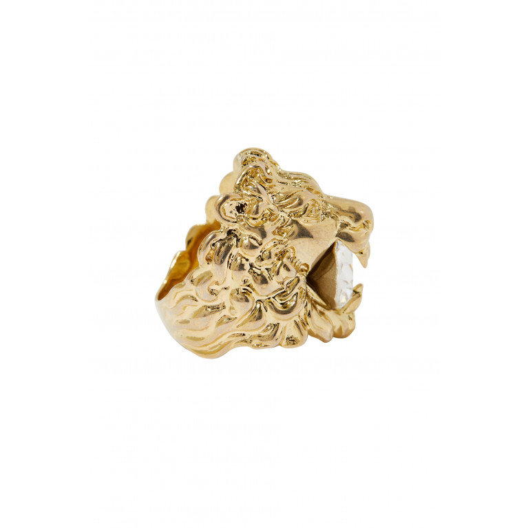 Gucci- Crystal Lion Head Ring Gold