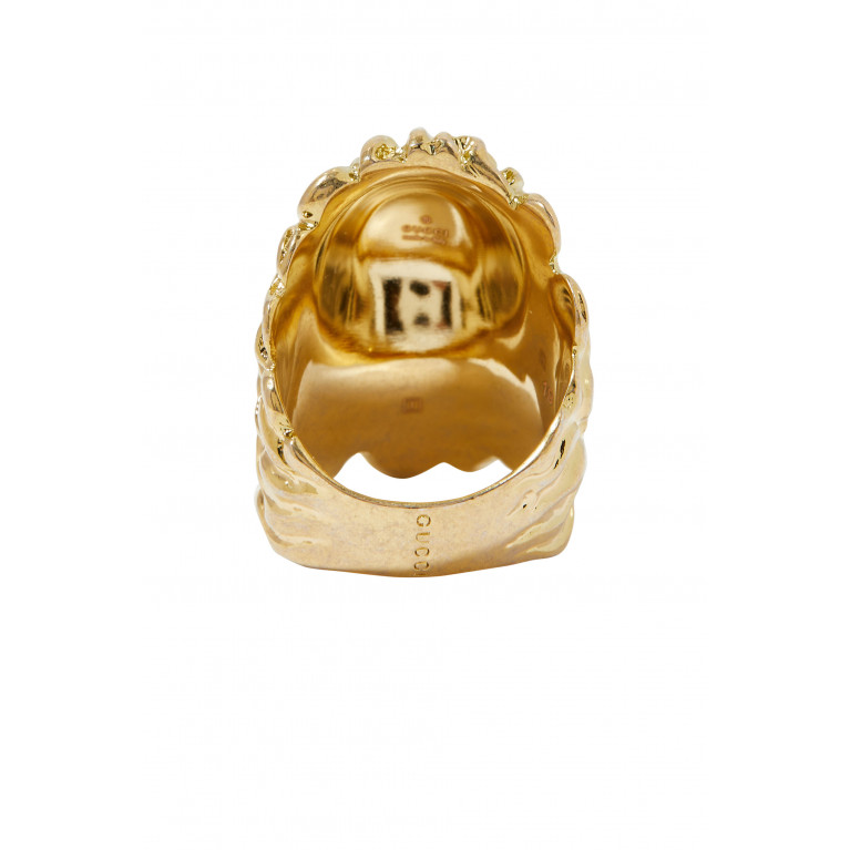 Gucci- Crystal Lion Head Ring Gold