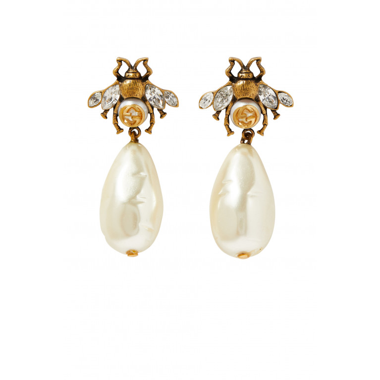 Gucci- Pearl Bee Earrings Gold