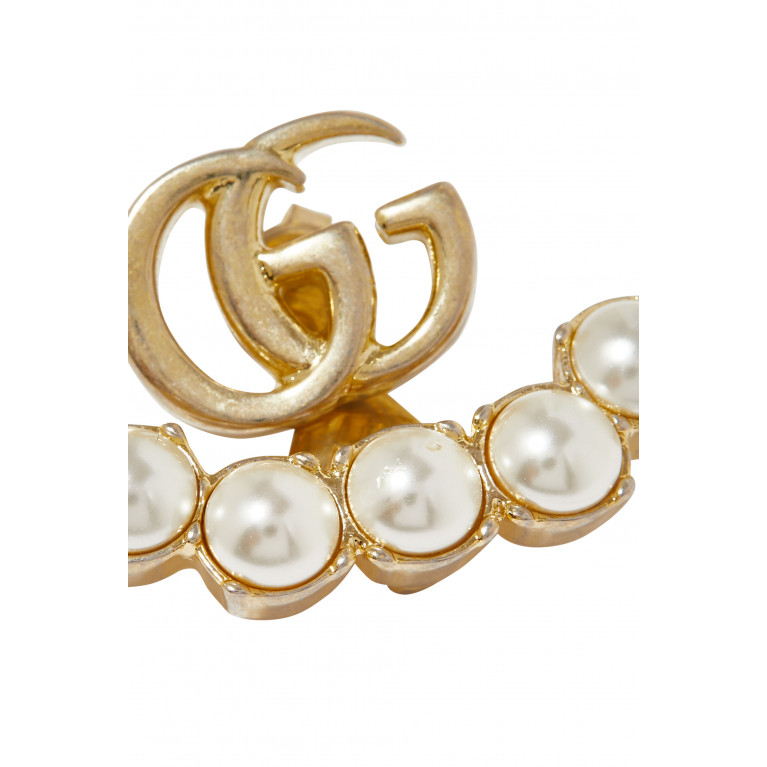 Gucci- Pearl Double G Earrings Gold