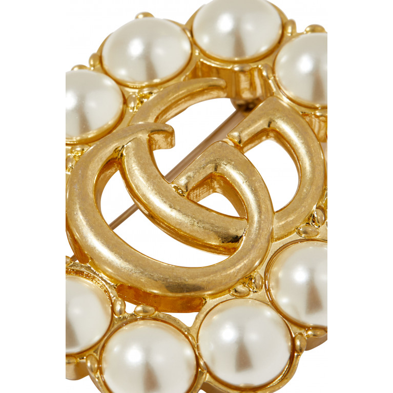 Gucci- Double G Brooch Gold