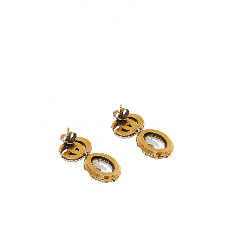 Gucci- Double G Earrings With Crystals Gold
