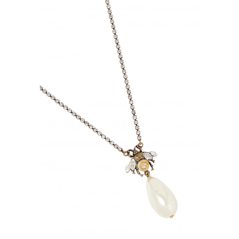 Gucci- Pearl Bee Necklace Gold
