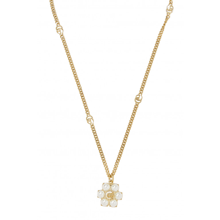 Gucci- Pearl Double G Necklace Gold