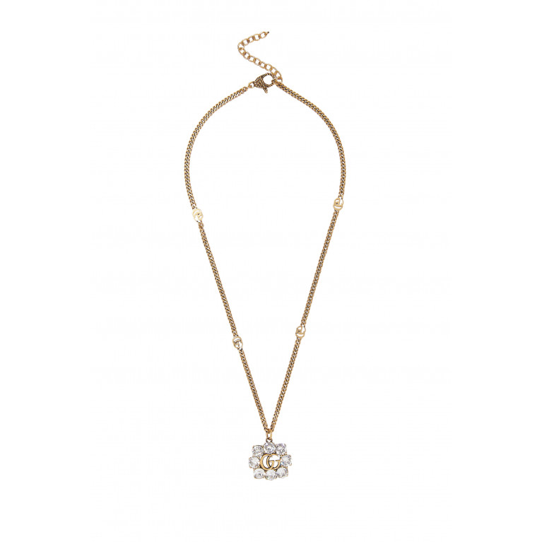 Gucci- Crystal Double G Necklace Gold