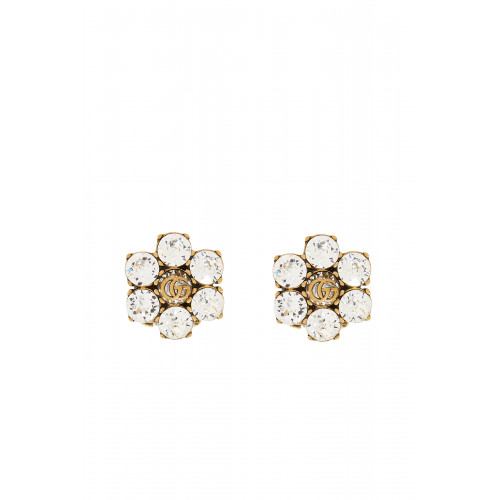 Gucci- Crystal Double G Earrings Gold