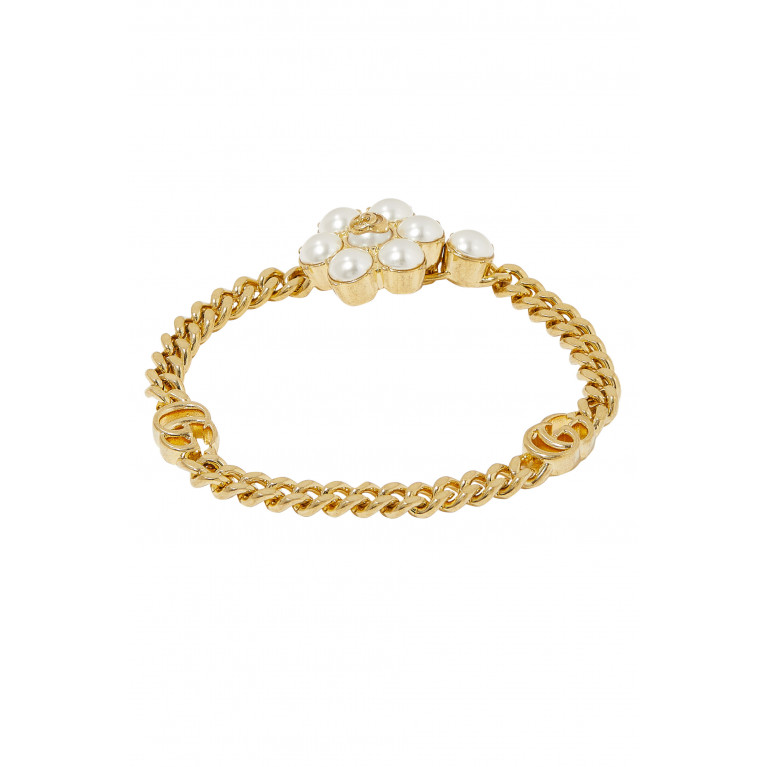 Gucci- Pearl Double G Bracelet Gold
