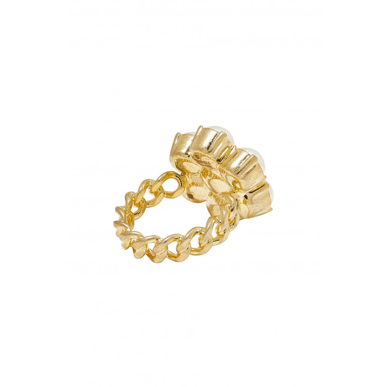 Gucci- Pearl Double G Ring Gold