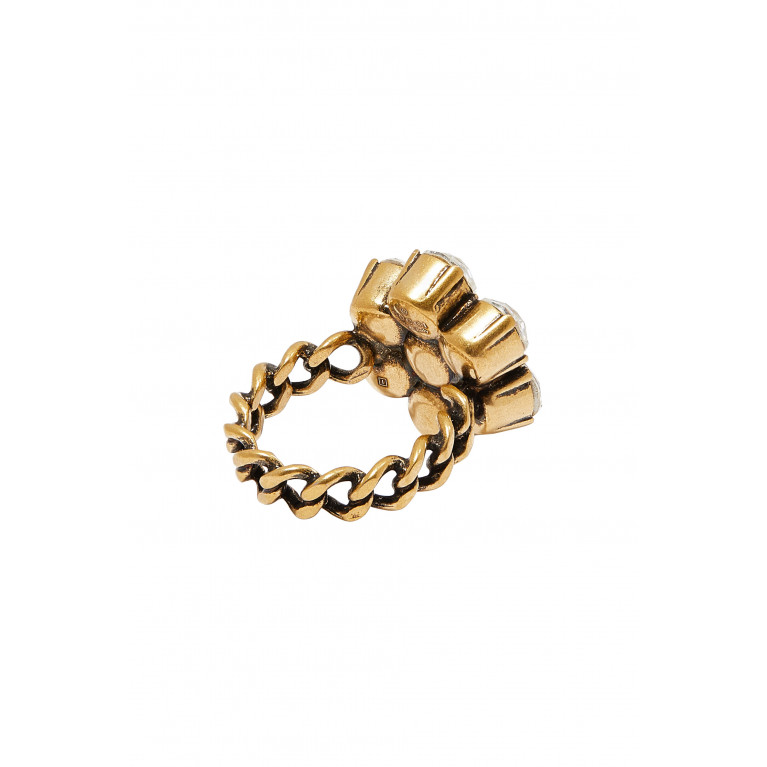Gucci- Crystal Double G Ring Gold