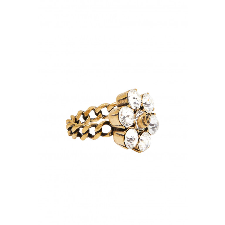 Gucci- Crystal Double G Ring Gold