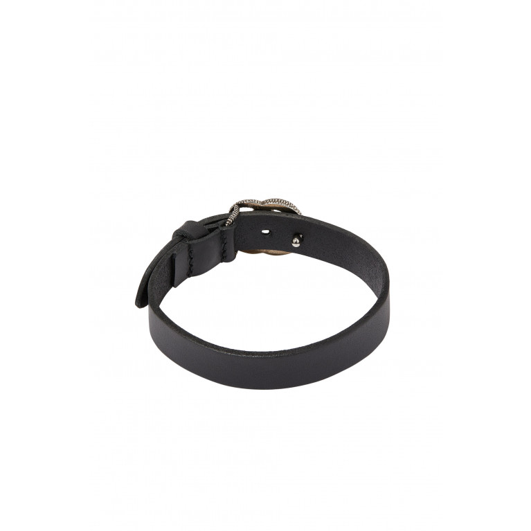 Gucci- Engraved Double G Leather Bracelet Gold