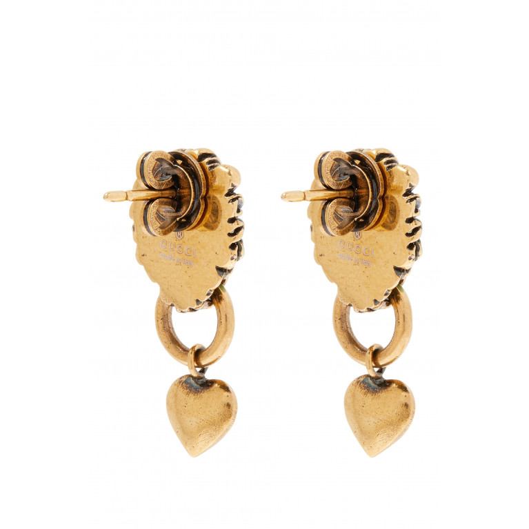 Gucci- Lion Head And Heart Earrings Gold