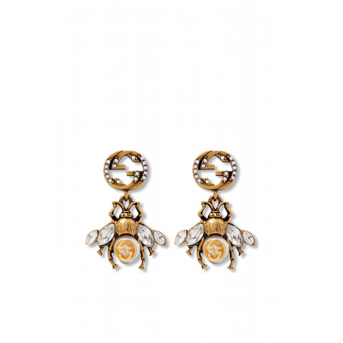 Gucci- Interlocking G Bee Earrings Gold