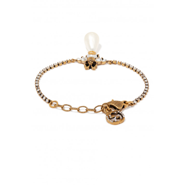 Gucci- Aged Pearl Bee Bracelet Gold