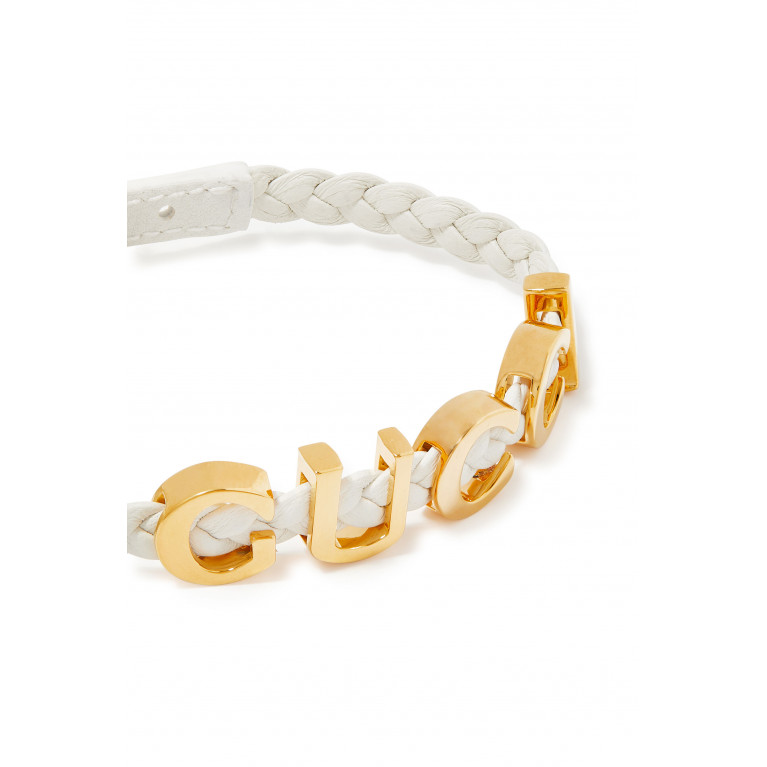 Gucci- Leather Logo Bracelet White