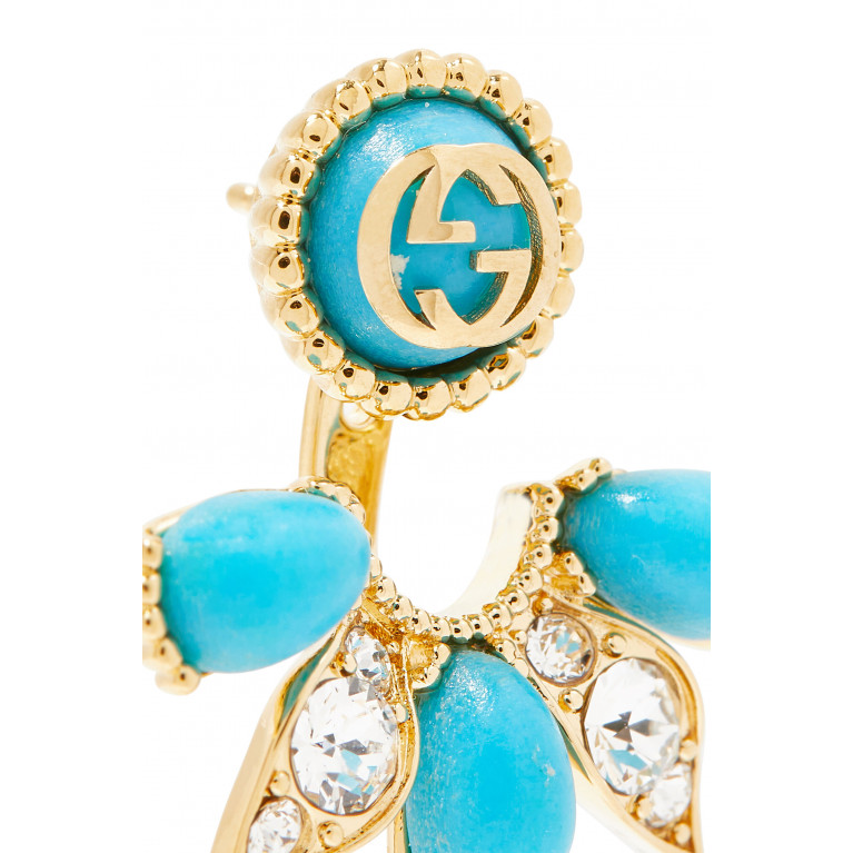 Gucci- Single Interlocking G Earring Gold/Blue