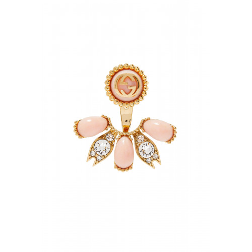 Gucci- Interlocking G Single Earring, Brass with Resin & Crystals Pink