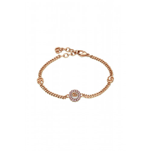 Gucci- Double G Flower Bracelet, Metal & Crystals Gold