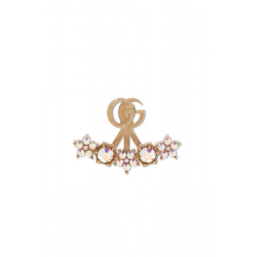 Gucci- Double G Single Earring, Gold-Plated Metal & Crystals Gold