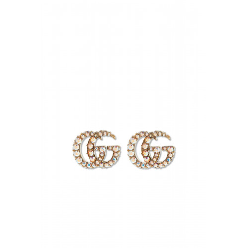 Gucci- Double G Studs, Gold-Plated Metal & Crystals Gold