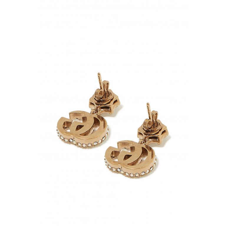 Gucci- Double G Earrings, Gold-Plated Metal & Crystals Gold